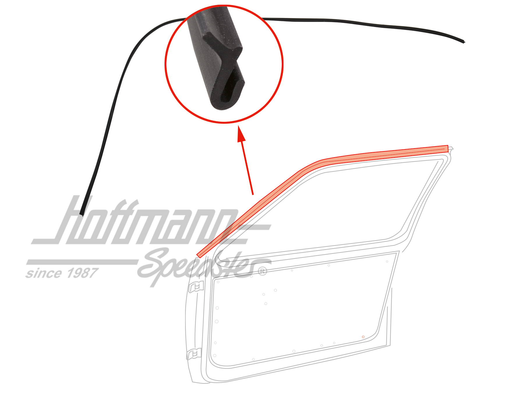 Door seal, front, to A-pillar, 1320mm | 171 837 913 G | 180-7022-08