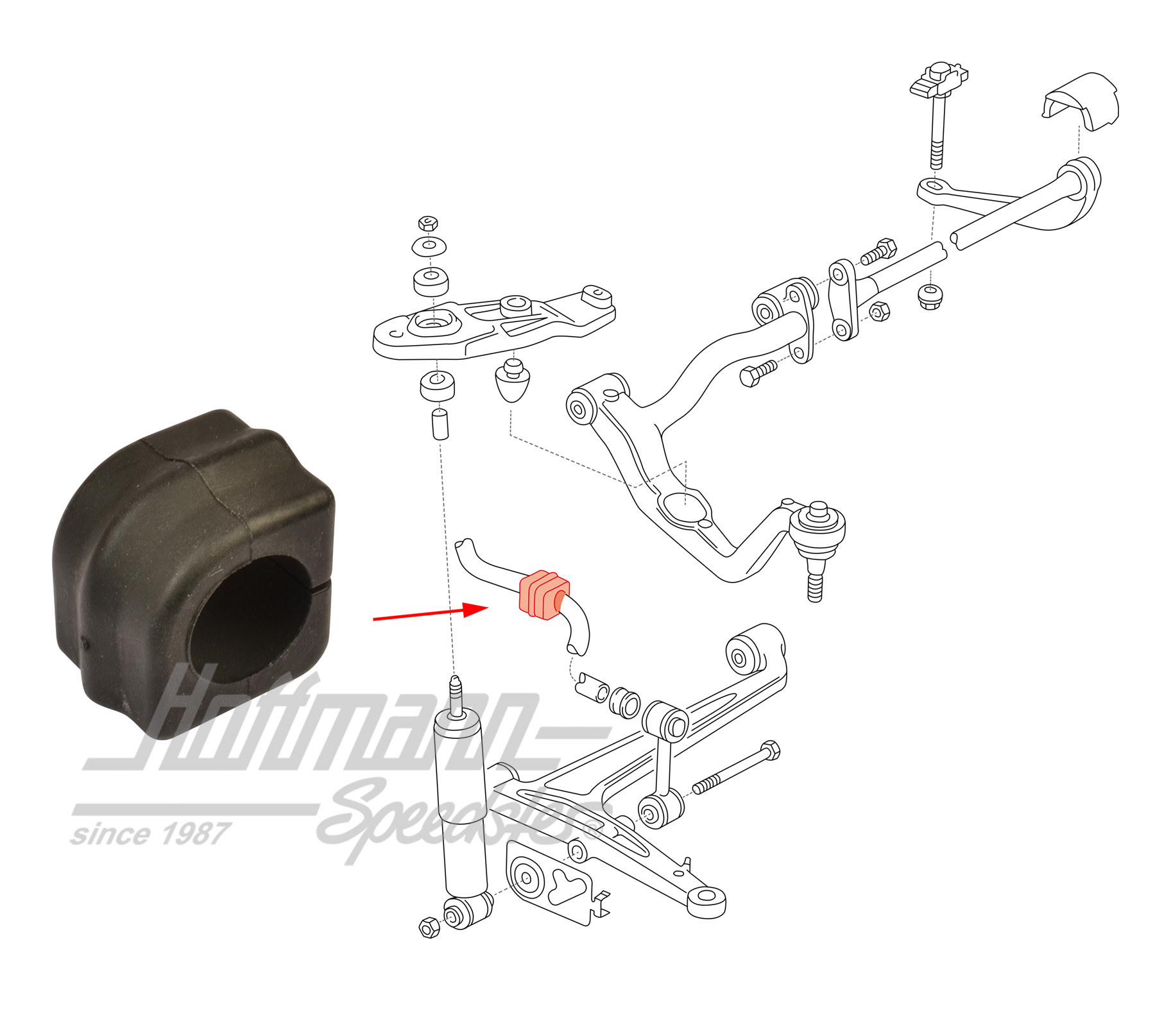 Rubber mount, stabilizer, front, 22.6mm | 701 411 041 | 404-0560