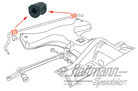 Sway bar rubber at frame head, 1302/1303, standard                                                  