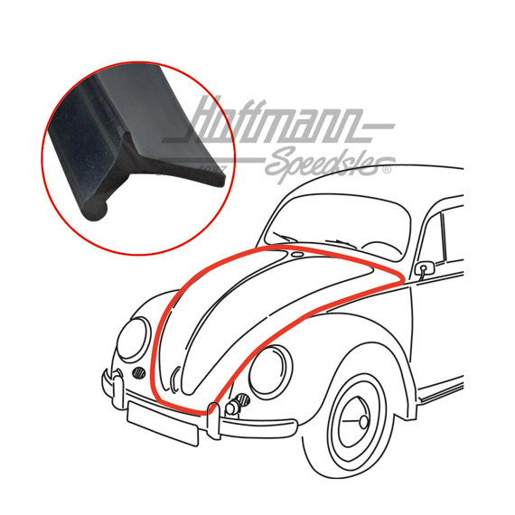 Front hood seal, 1200, -3.61, Germany | 113 823 731 A | 020-5100-06