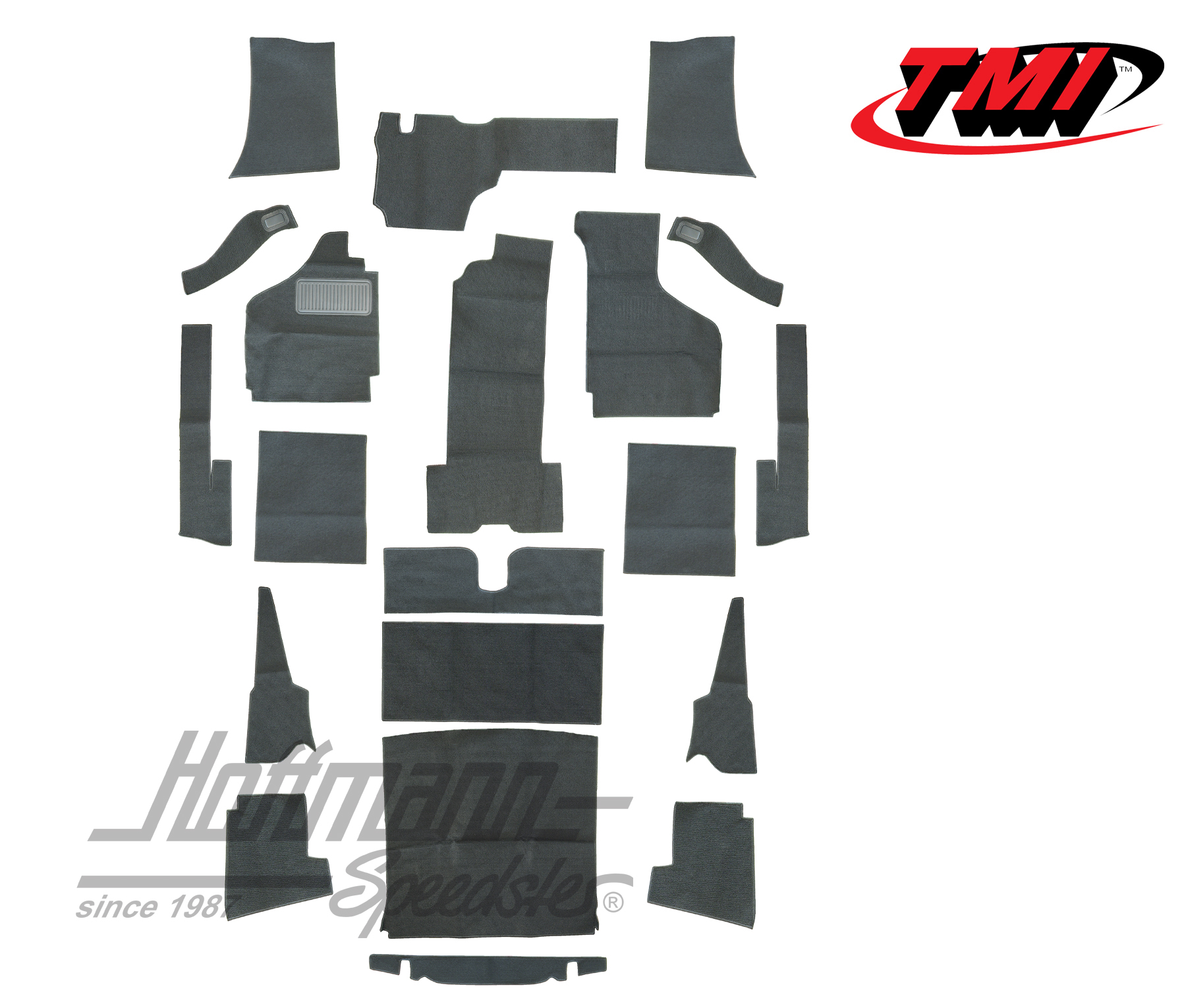 Carpet kit, Karmann Ghia Convertible, -7.68, black | 34-F1624-301 | 066-0046-10