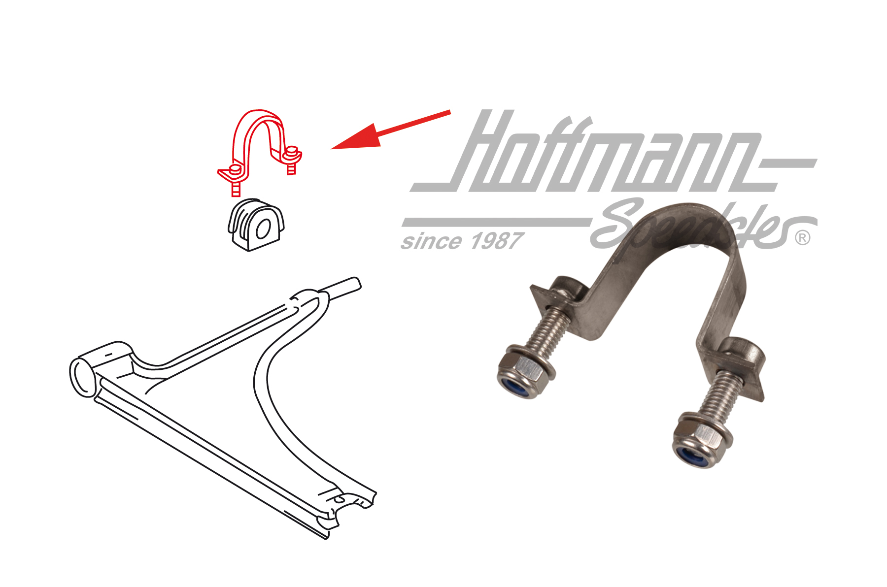 Clamp, stabilizer, front, outer | 171 411 333 E | 140-0618-10