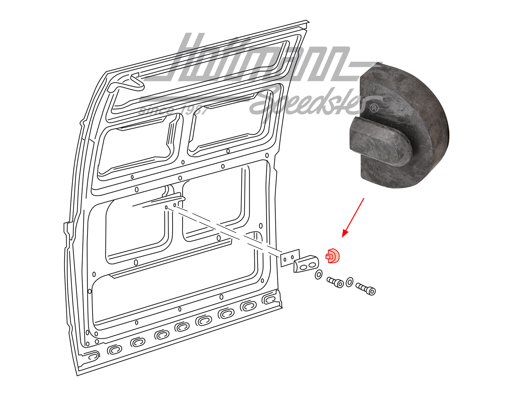 Buffer, sliding door (high), Bus T3 | 251 843 751 | 360-4018-80