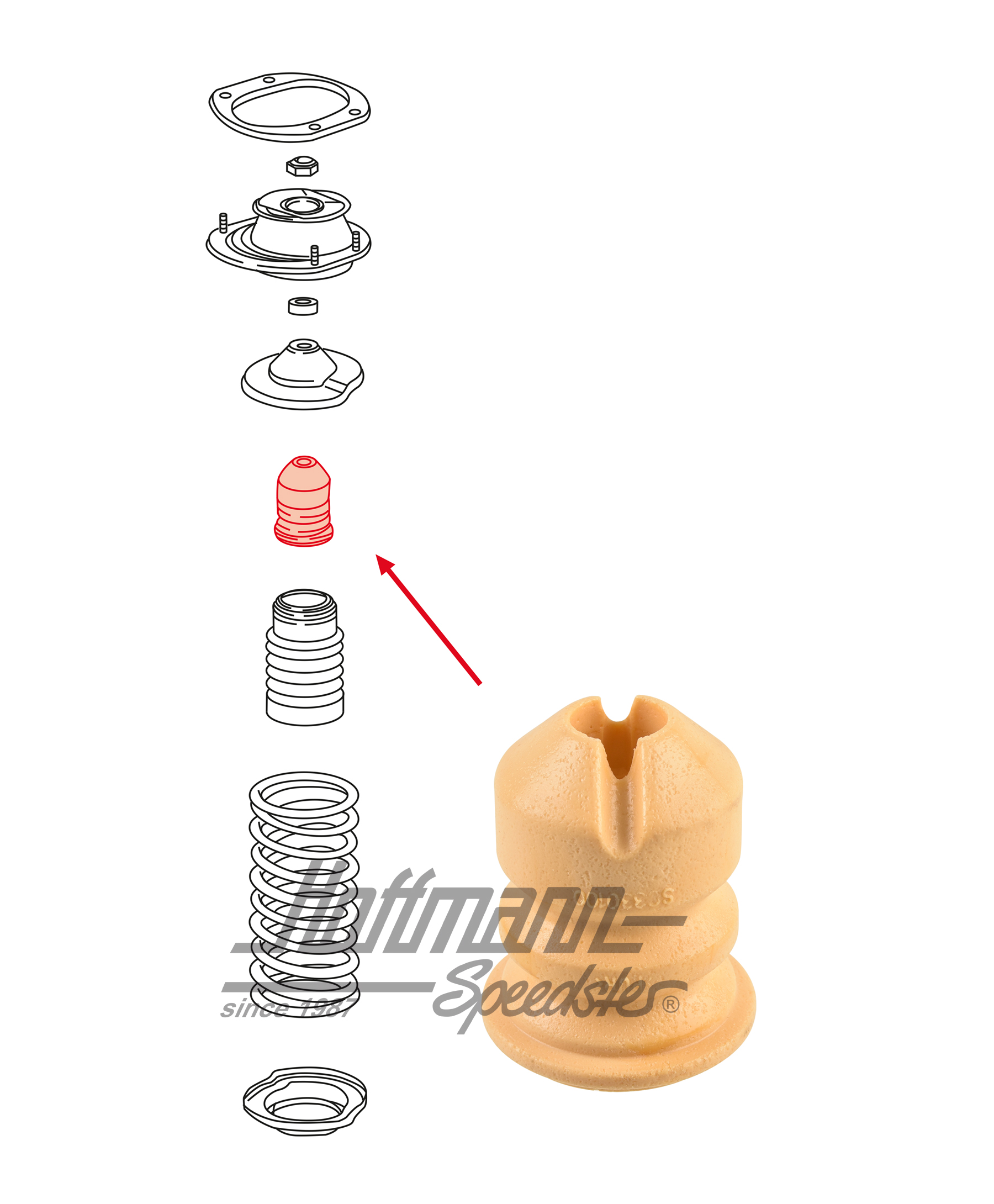 Rubber bump, shock absorber, front, 89-98 | 964 343 301 00 | 521-4290-20