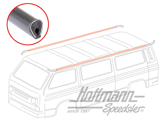 Rain gutter moulding, black, left/right | 251 853 707 D 1BG | 370-7130
