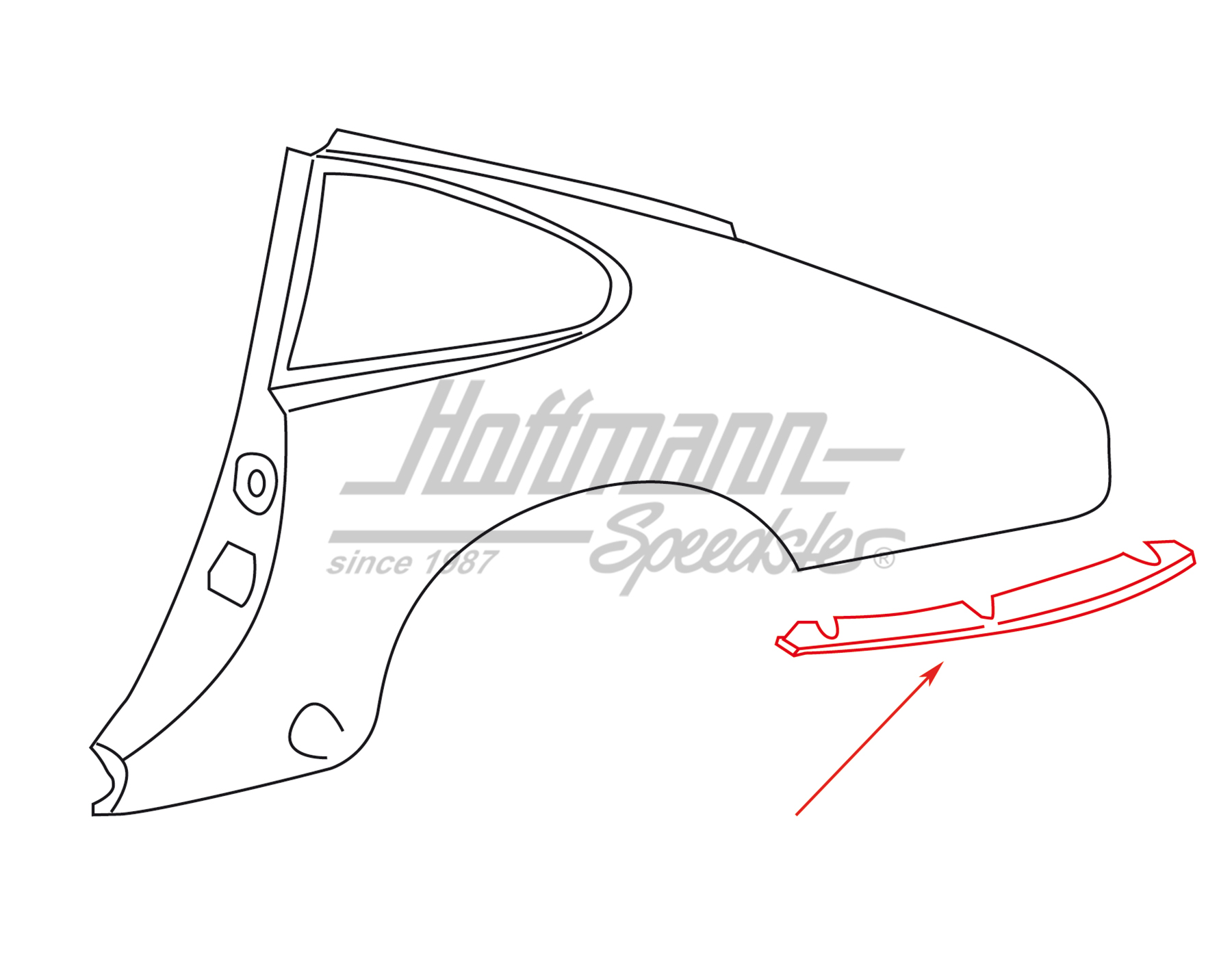 Support, side panel, rear, 74-89, left                                                              