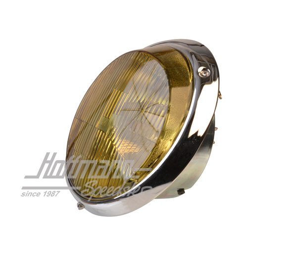 Headlight, H4, Porsche 911, .65-.83, yellow/chromed | 911 631 101 01 | 580-1935-20