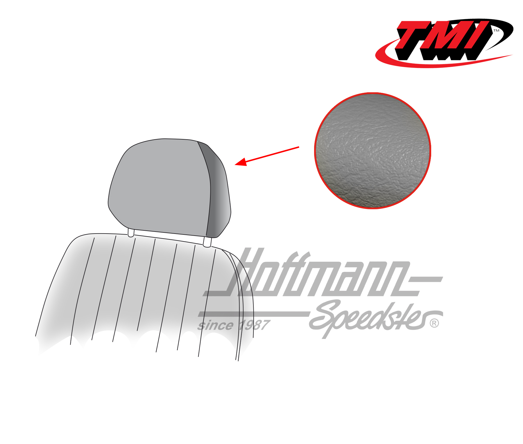Headrest covers, Karmann Ghia, 69-74, grey | 43-1530-16 | 066-0079-35