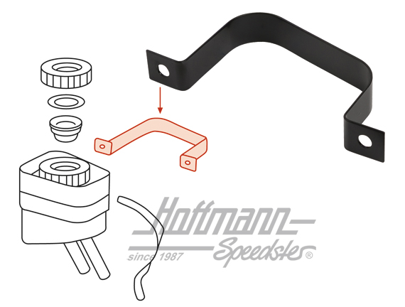 Retaining strap, brake fluid reservoir, 914                                                         