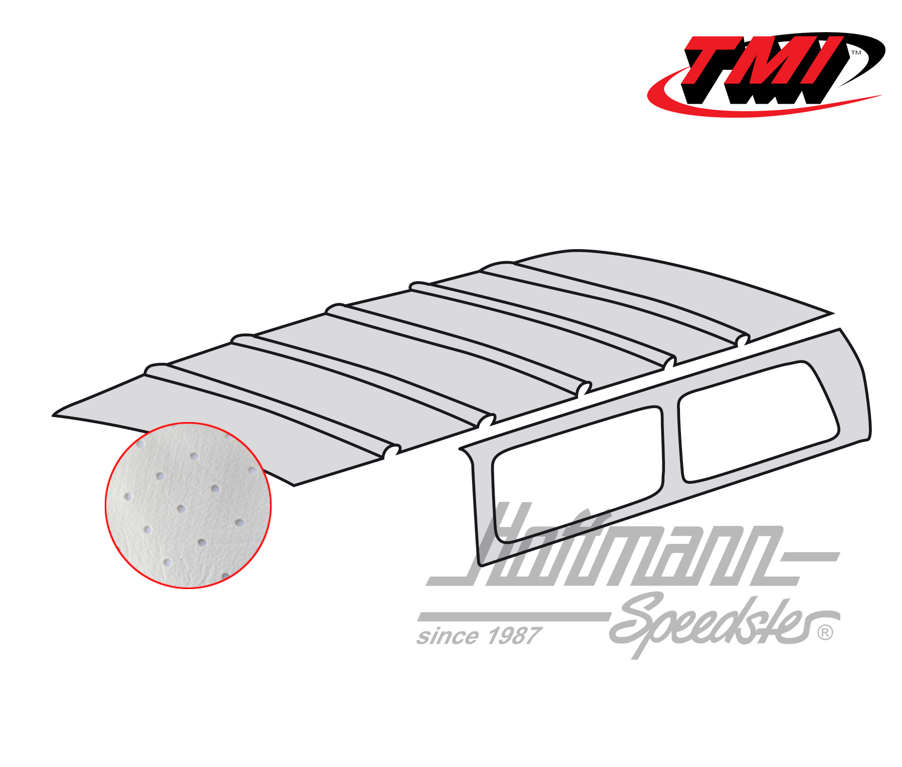 Headliner, Bus T2, 8.67-7.71, perforated, off-white | 20-2103-44 | 098-0082