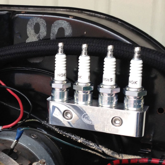 Spark-plug support, polished aluminium                                                              