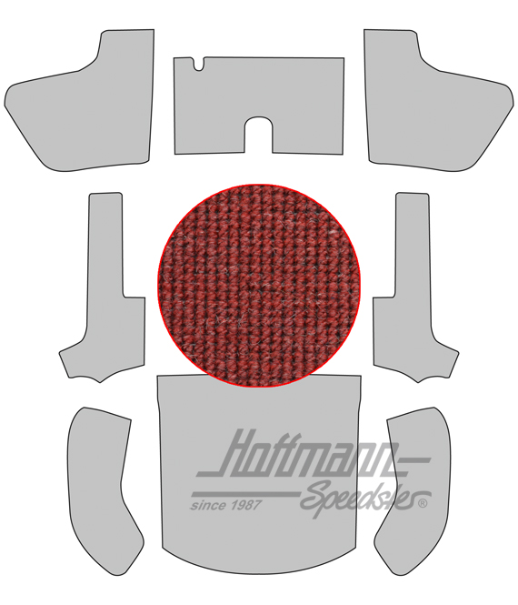 Carpet kit, Convertible, 56-64, hair yarn, red |  | 026-5041-06