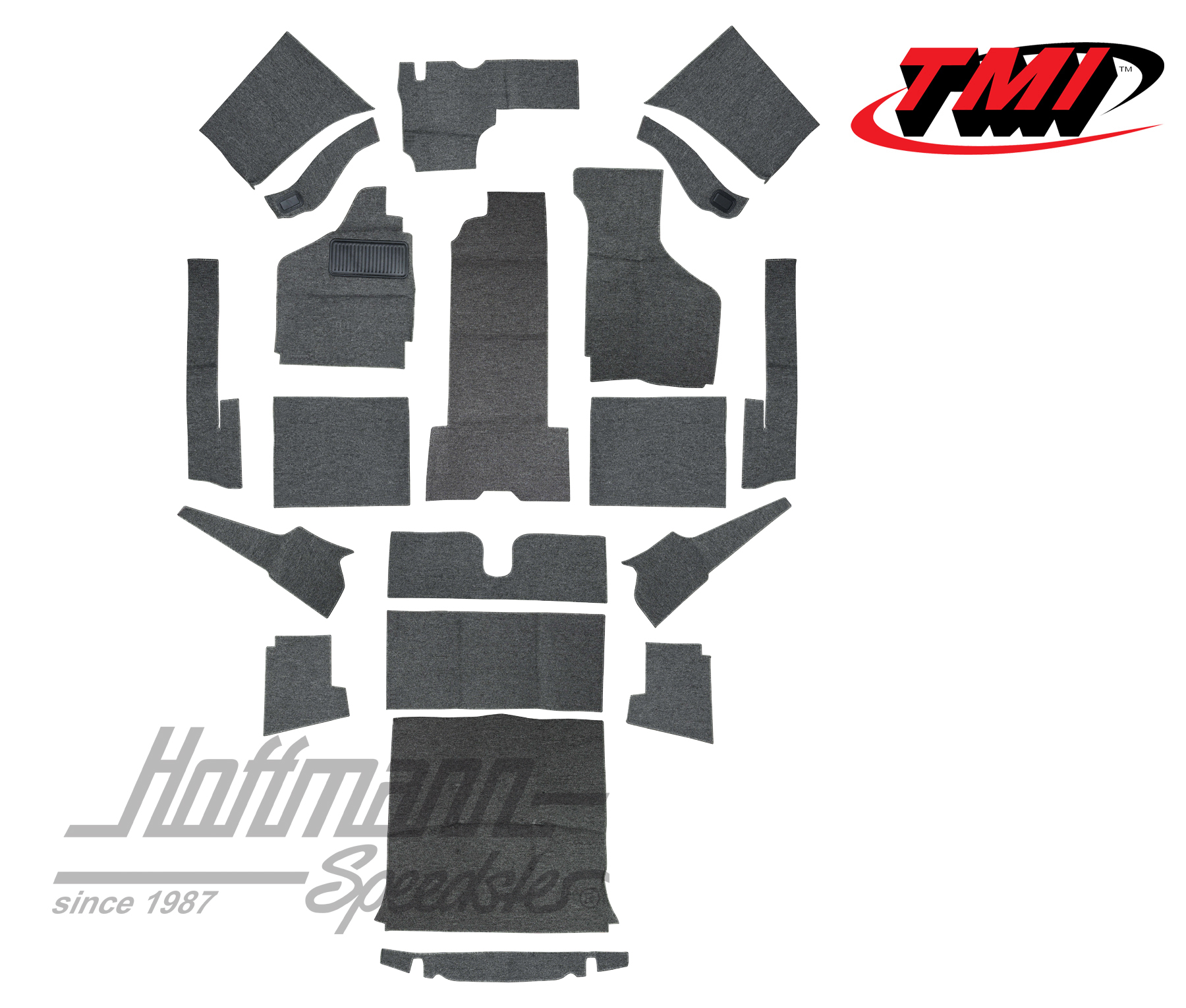 Carpet kit, Karmann Ghia Convertible, -7.68, grey | 34-F1624-407 | 066-0046-20