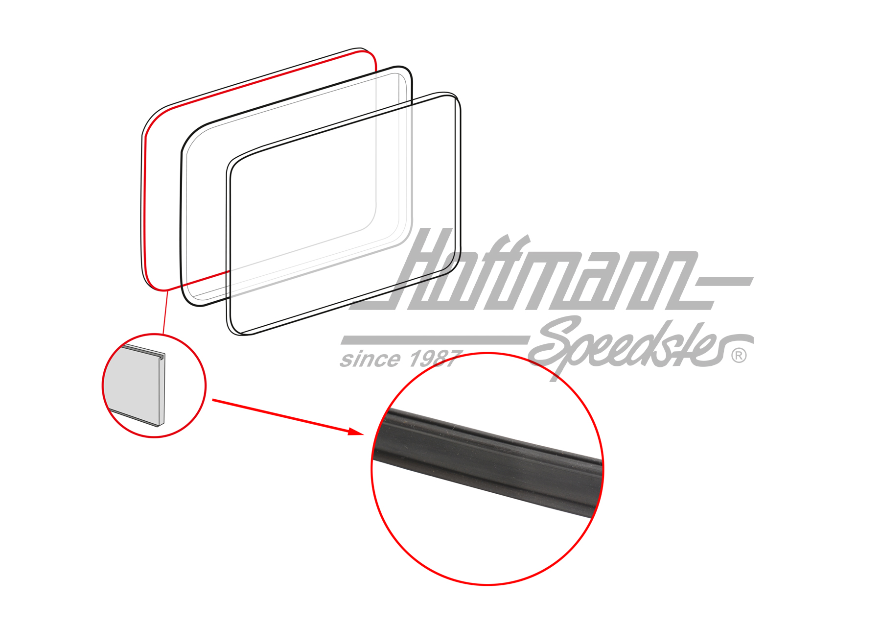 Seal, pop-out window/body | 211 847 135 | 089-3843-10