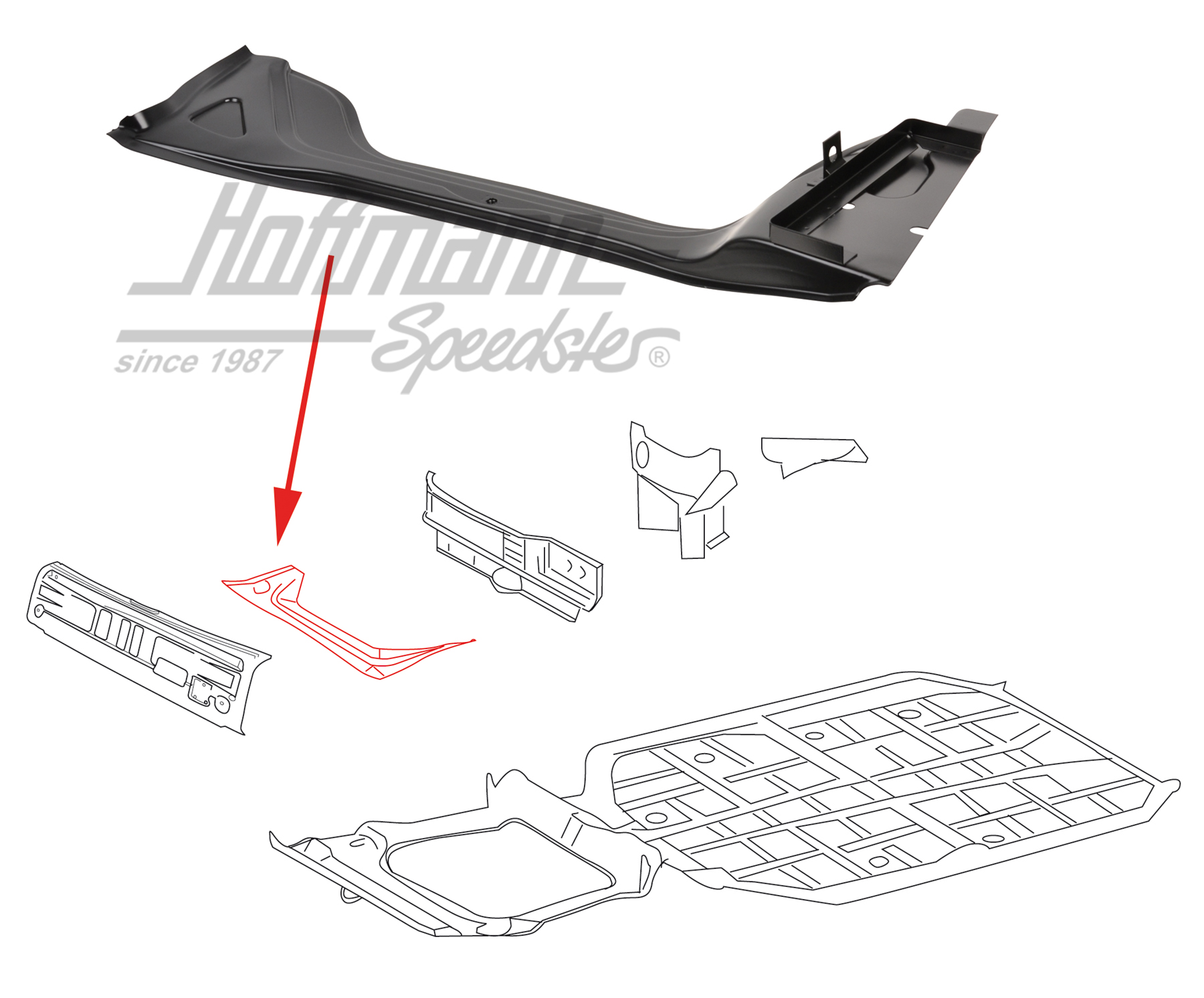 Fuel tank + battery support, painted, 65-69 | 901 501 049 20 | 590-0179