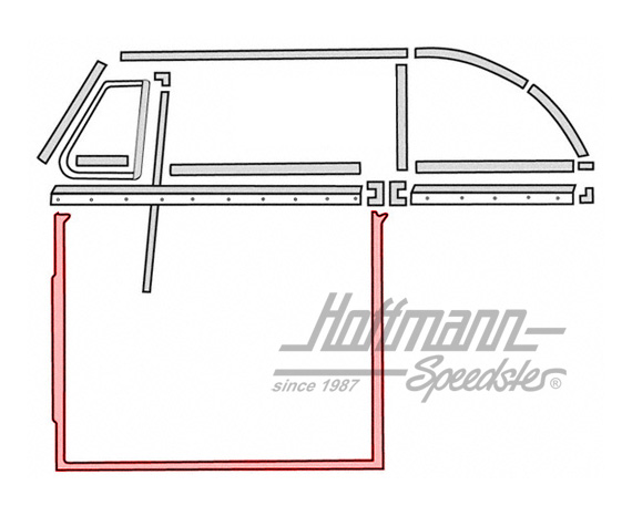 Door seal, Convertible, 8.64-, left, Top Quality | 151 831 721 D | 020-4971-10