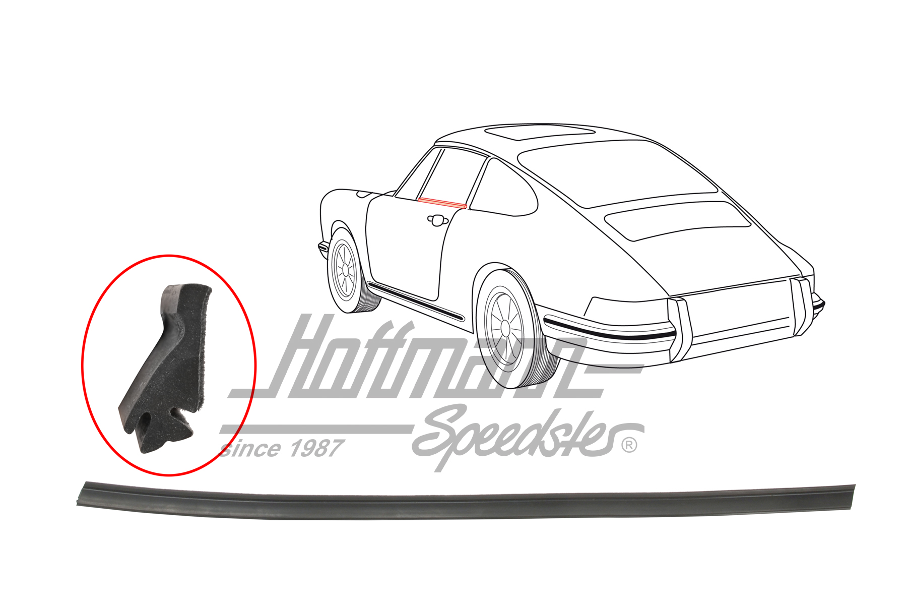 Seal, door window, 911 Coupé, left | 911 531 931 02 | 515-0940-01