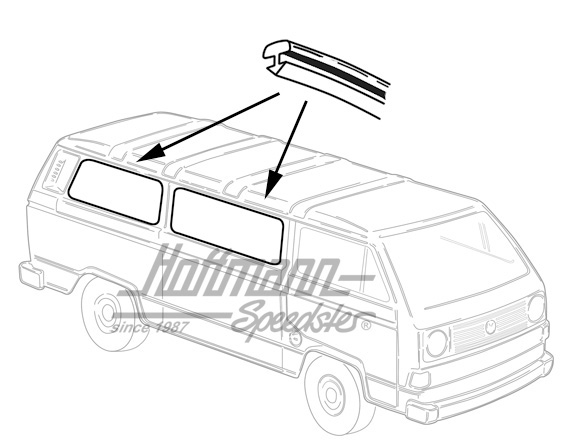 Trim piping, side window, middle + rear | 255 853 305/300 | 350-1000