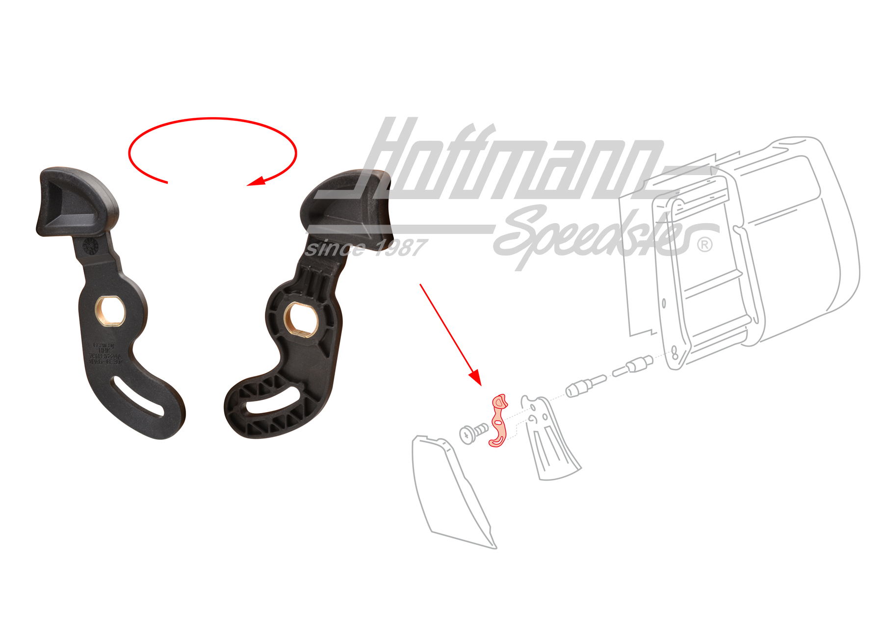 Locking lever, double bench, backrest, right | 701 881 224 A 01C | 408-2284-02