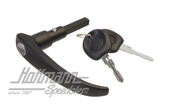 Handle, hinged door, outer, black, 58-67, long                                                      