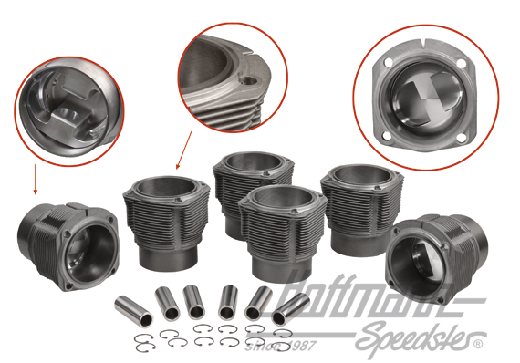 Piston + cylinder set, Porsche 911S, 2.2/2.4, 86mm JE (H) | 008 911 86S JE | 530-0024