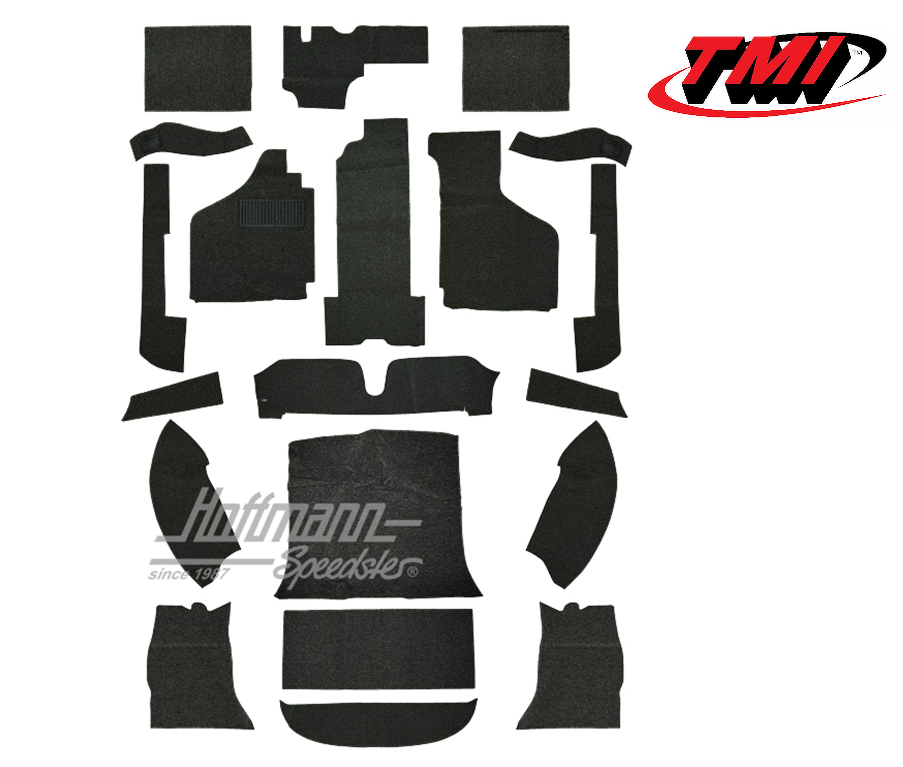 Carpet kit, Karmann Ghia Coupé, -7.68, black | 34-F1522-301 | 066-0040-10
