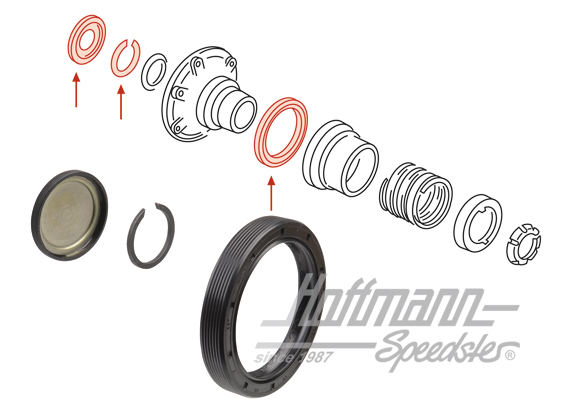 Gasket set, drive shaft flange, 1.6-1.8, 82-87                                                      
