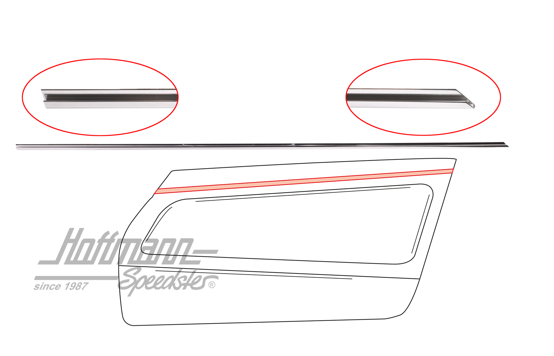 Moulding, door panel, 65-69, right                                                                  