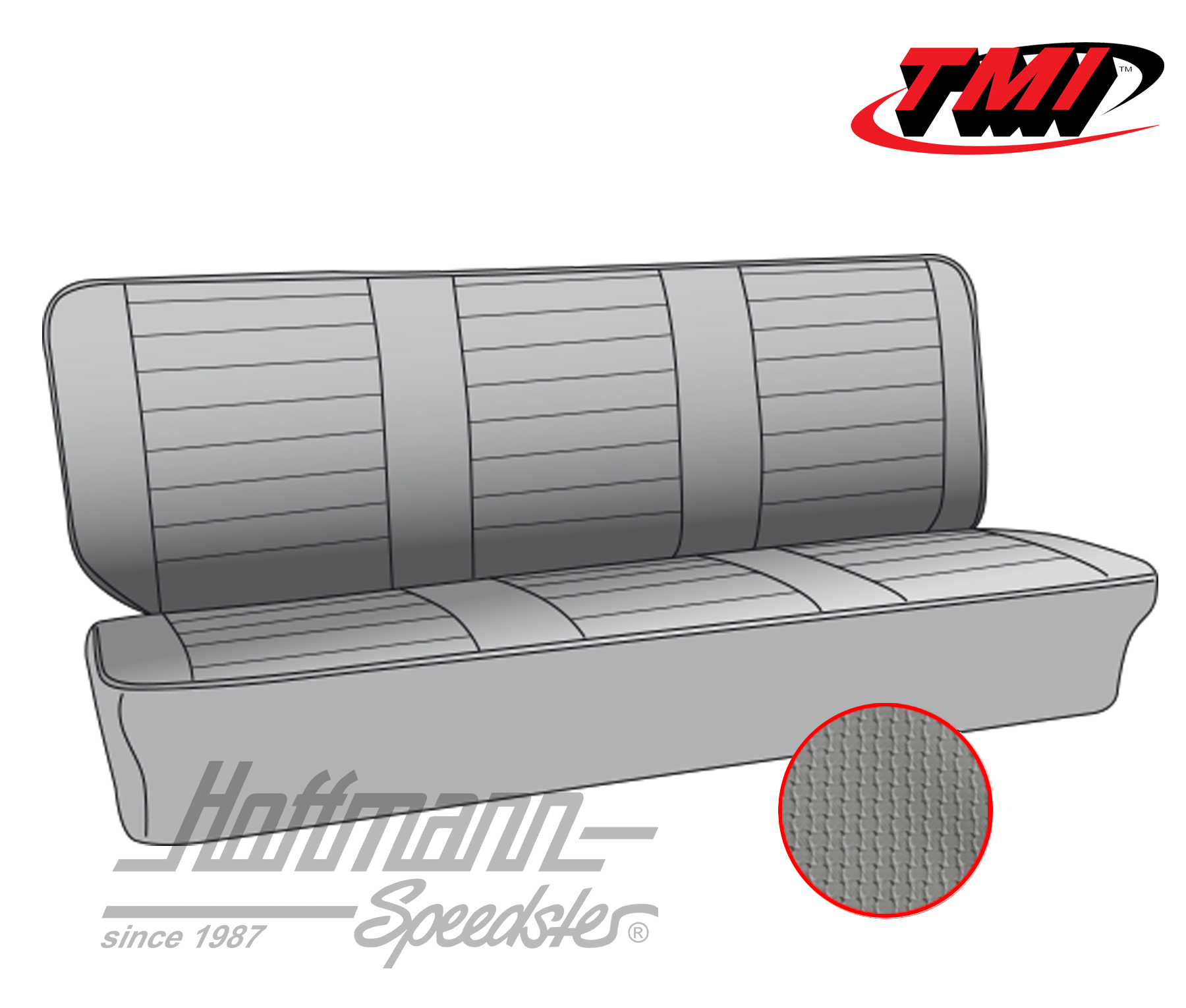 Seat upholstery, rear bench, 73-79, grey | 43-2124-06 | 098-0675-35