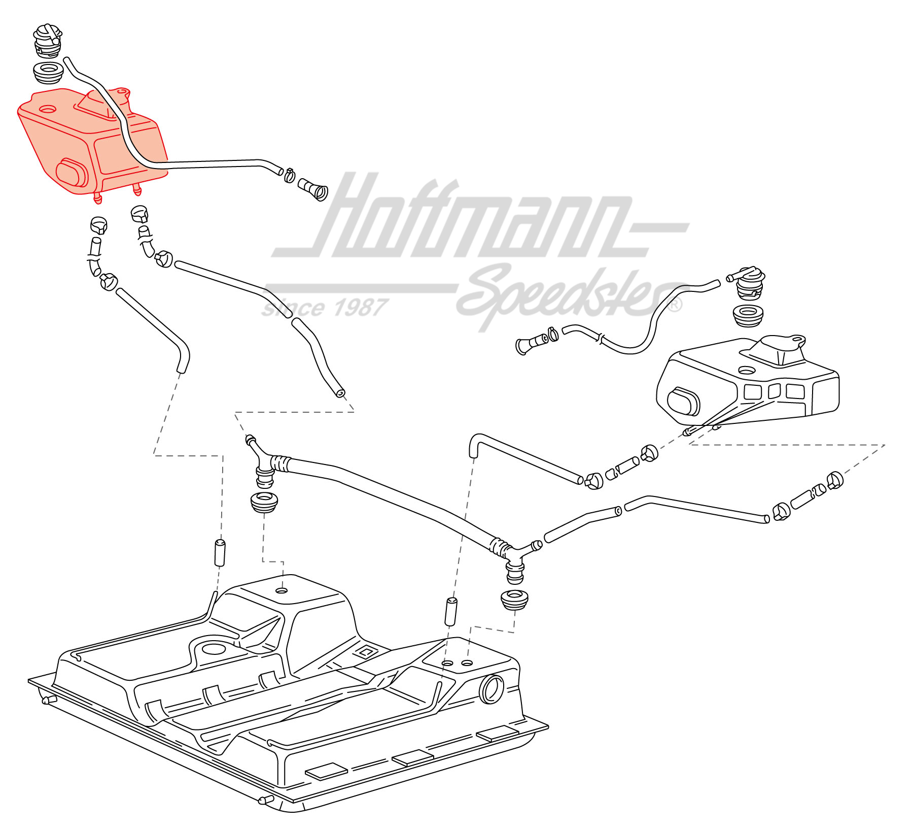 Compensating reservoir, fuel tank, Bus T3, left                                                     