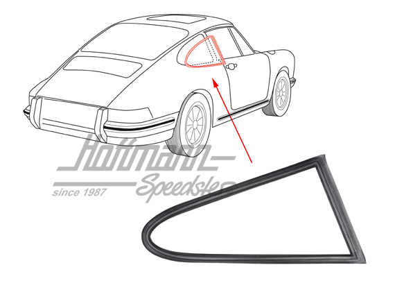 Seal, side window, 911/964 Coupé, 89-94, right                                                      