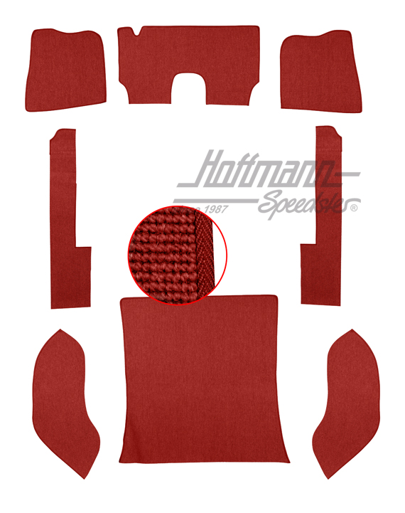 Carpet kit, Sedan, 57-64, hair yarn, red |  | 026-5023-06