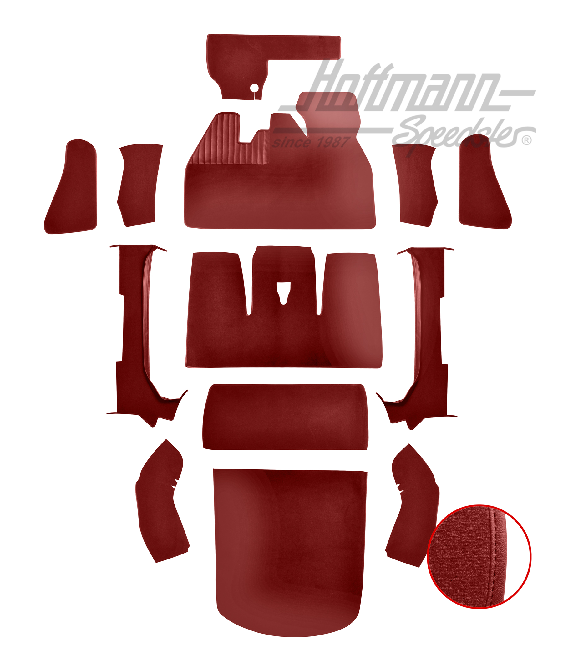 Carpet kit, Beetle Convertible, 1302, red |  | 026-6026