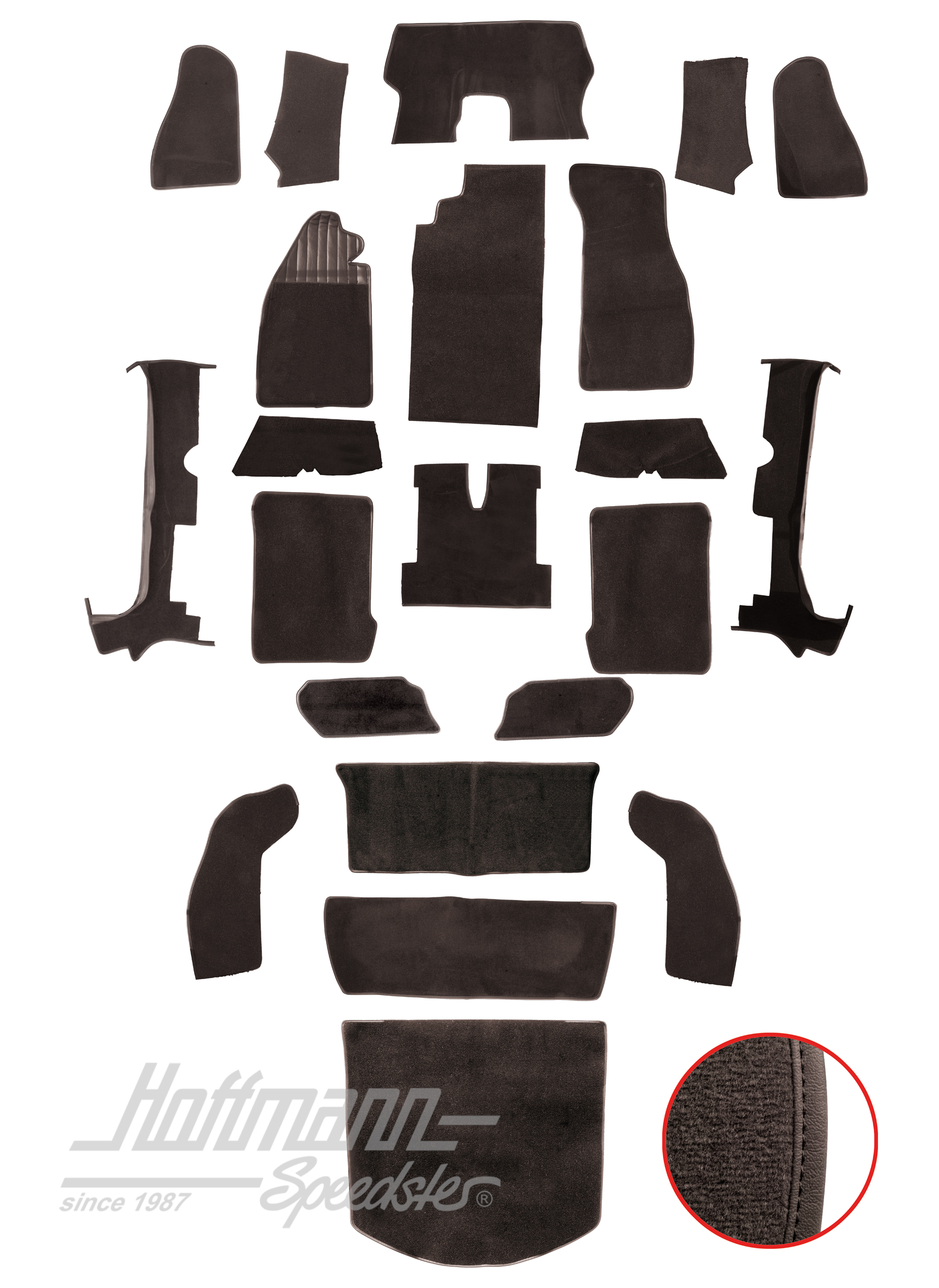 Carpet kit, Beetle Convertible, 1303, charcoal |  | 026-6122