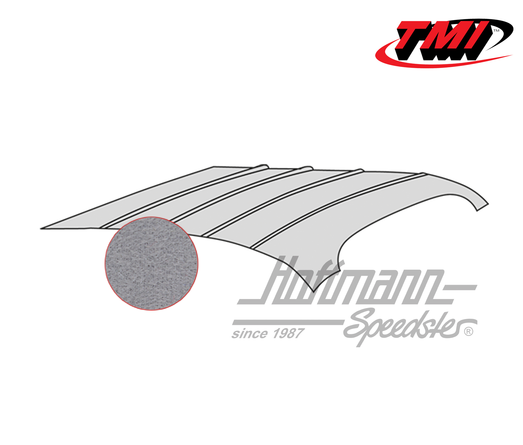 Headliner, Karmann Ghia, -.74, Mohair, grey | 20-1510-75 | 066-0100-60