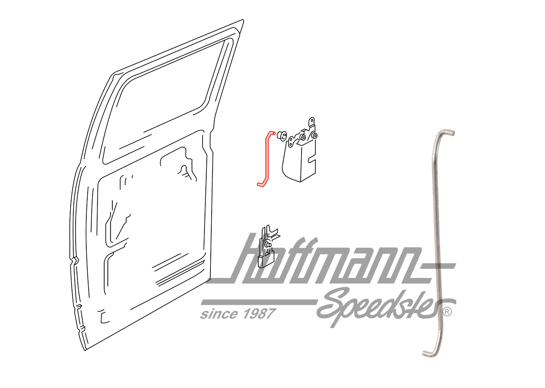 Pull rod, door lock pull, cabine door, Double Cab | 729 841 183 | 408-1008-30