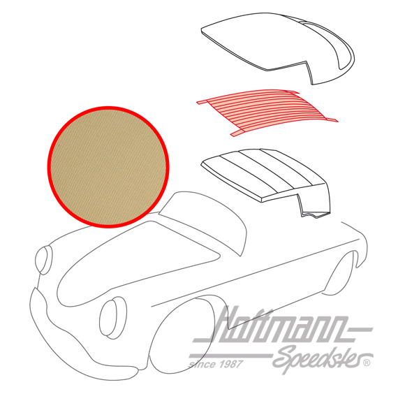 Convertible-top cushion, 58-65, border beige                                                        