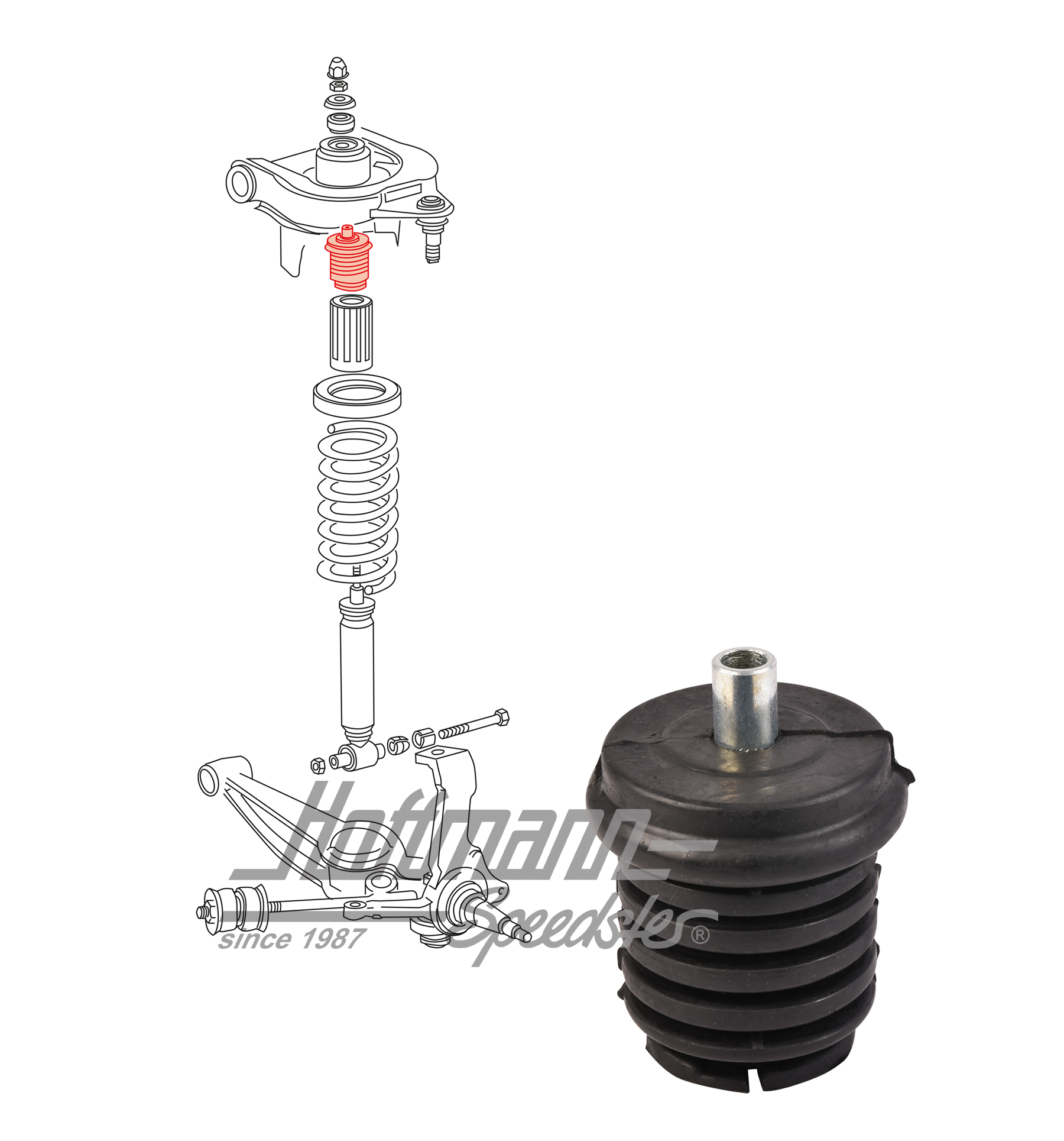 Rubber bump, front, Bus T3, 5.79-7.72 | 251 411 123 B | 330-3560-04