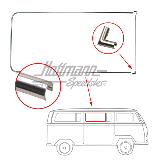 Ornamental frame, aluminium, side window, middle, divided | 241 853 345 | 097-1280-14