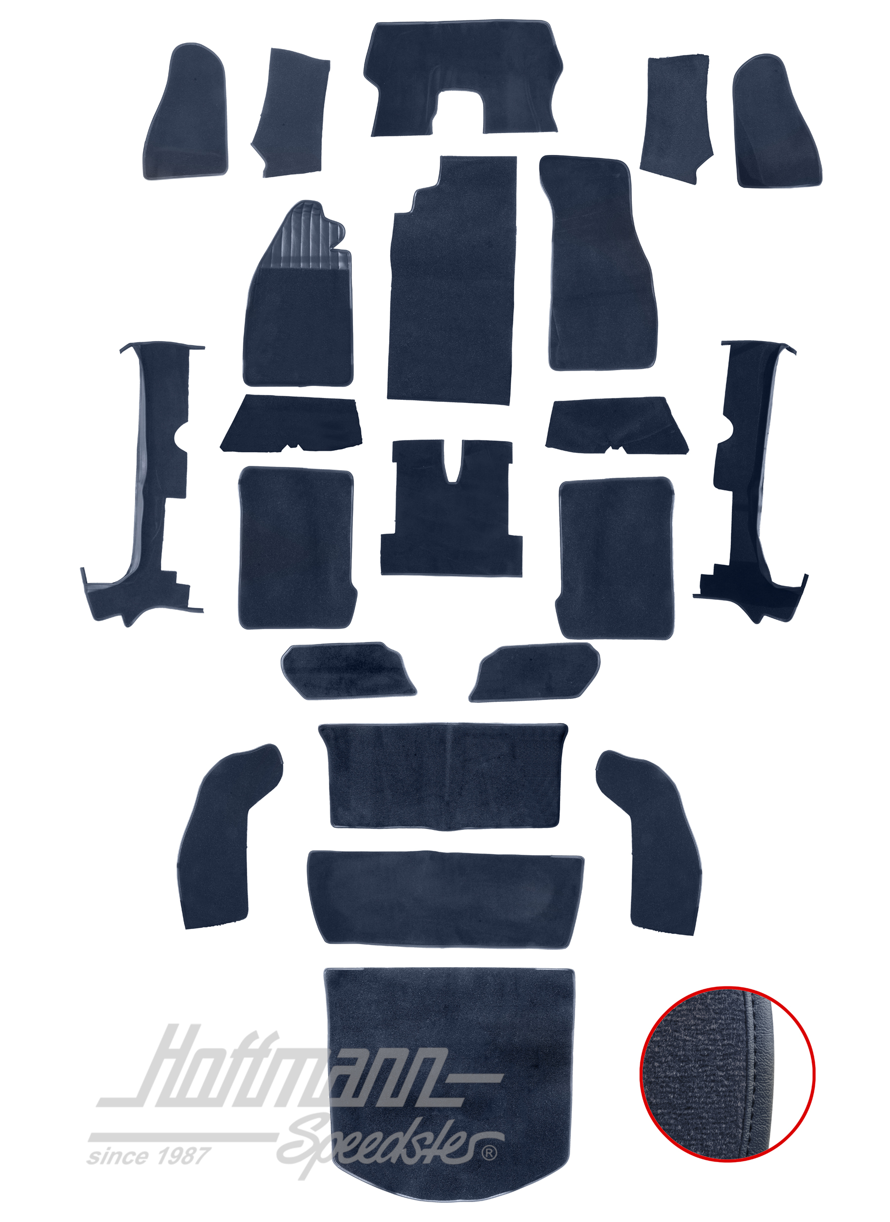 Carpet kit, Beetle Convertible, 1303, blue |  | 026-6124