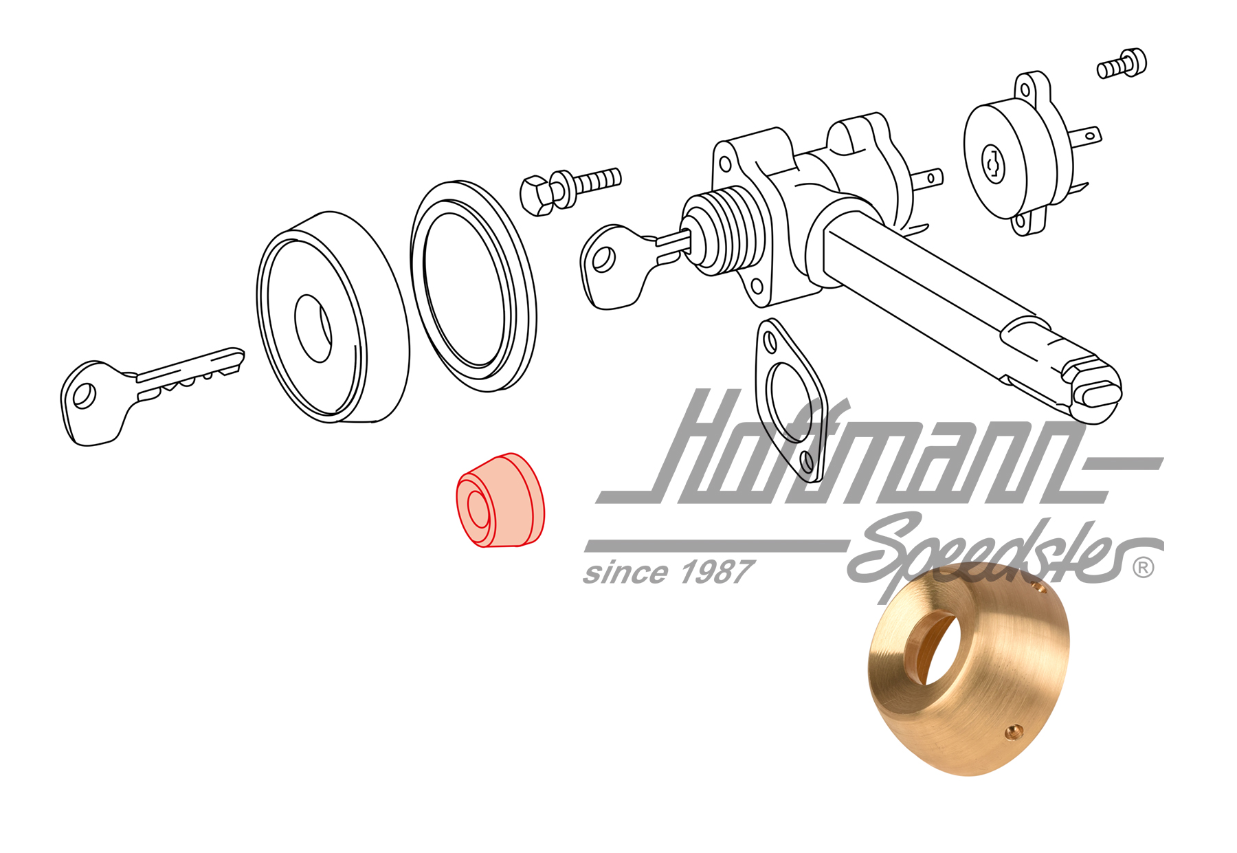 Nut, ignition lock, 911/912, 65-68                                                                  