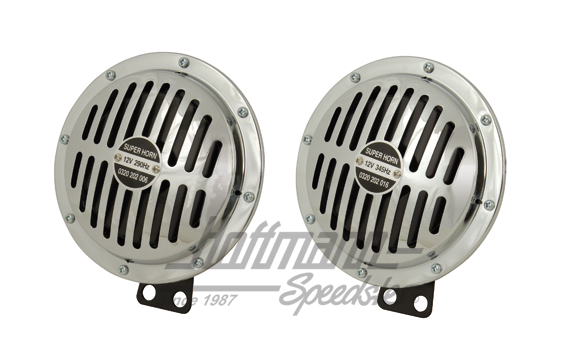 Horn, pair, chromed/black, 12V, 150mm | SN-316C | 020-4446