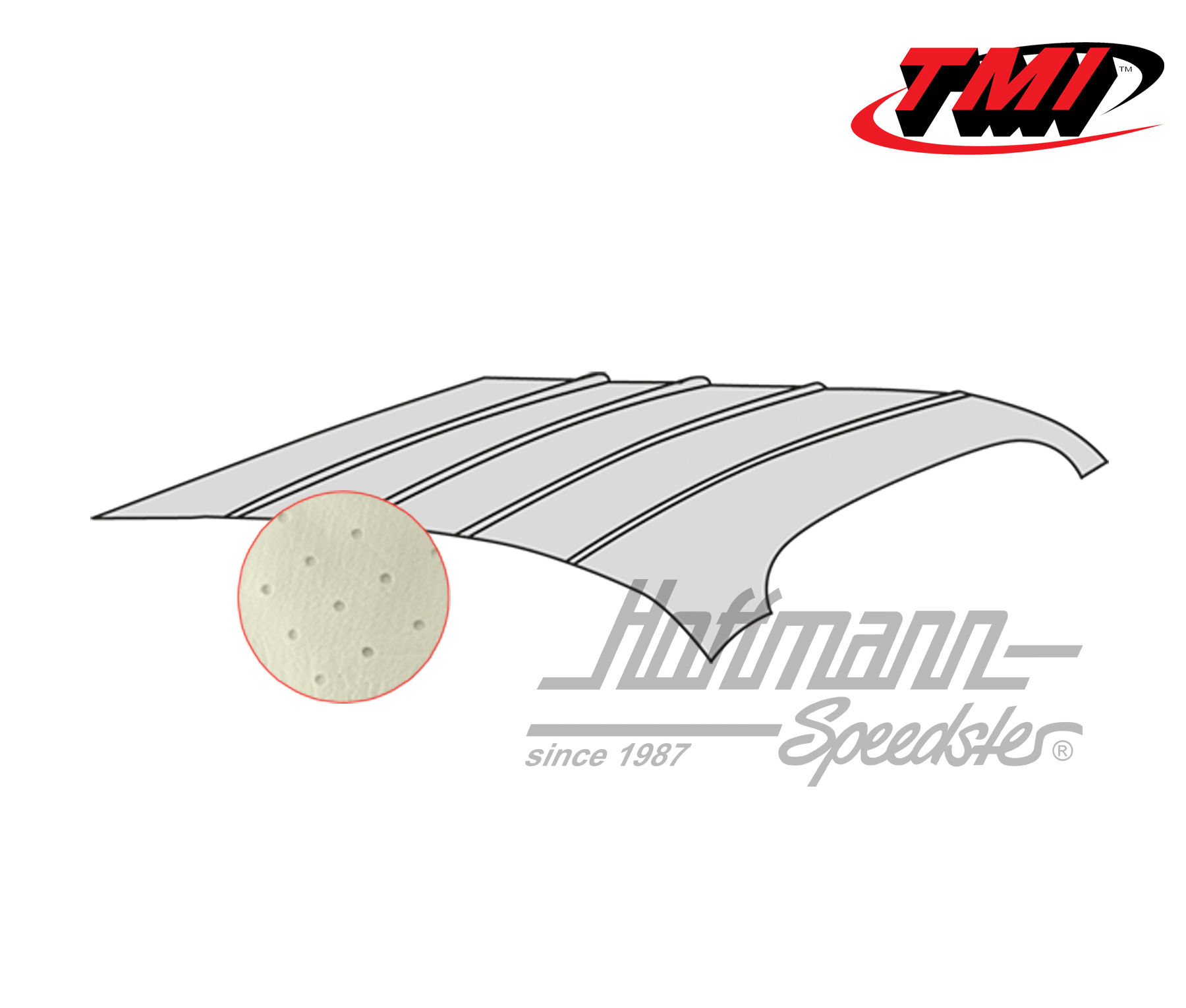 Headliner, Karmann Ghia, -.74, perforated, offwhite | 20-1510-44 | 066-0100-10