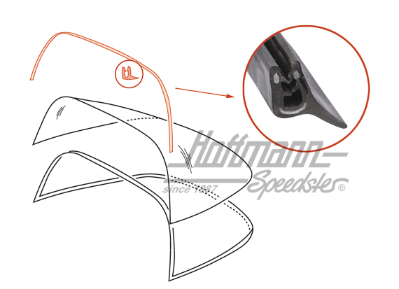 Beading, Targa bow, rear, 65-89                                                                     