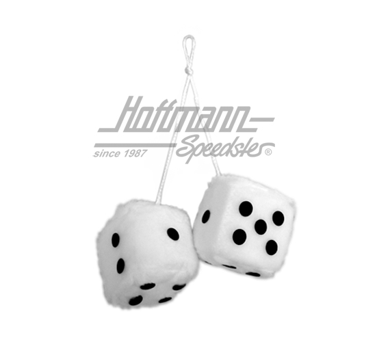 Fuzzy Dice, white, 6 x 6 cm | 368-WT 2.5 | 200-8007