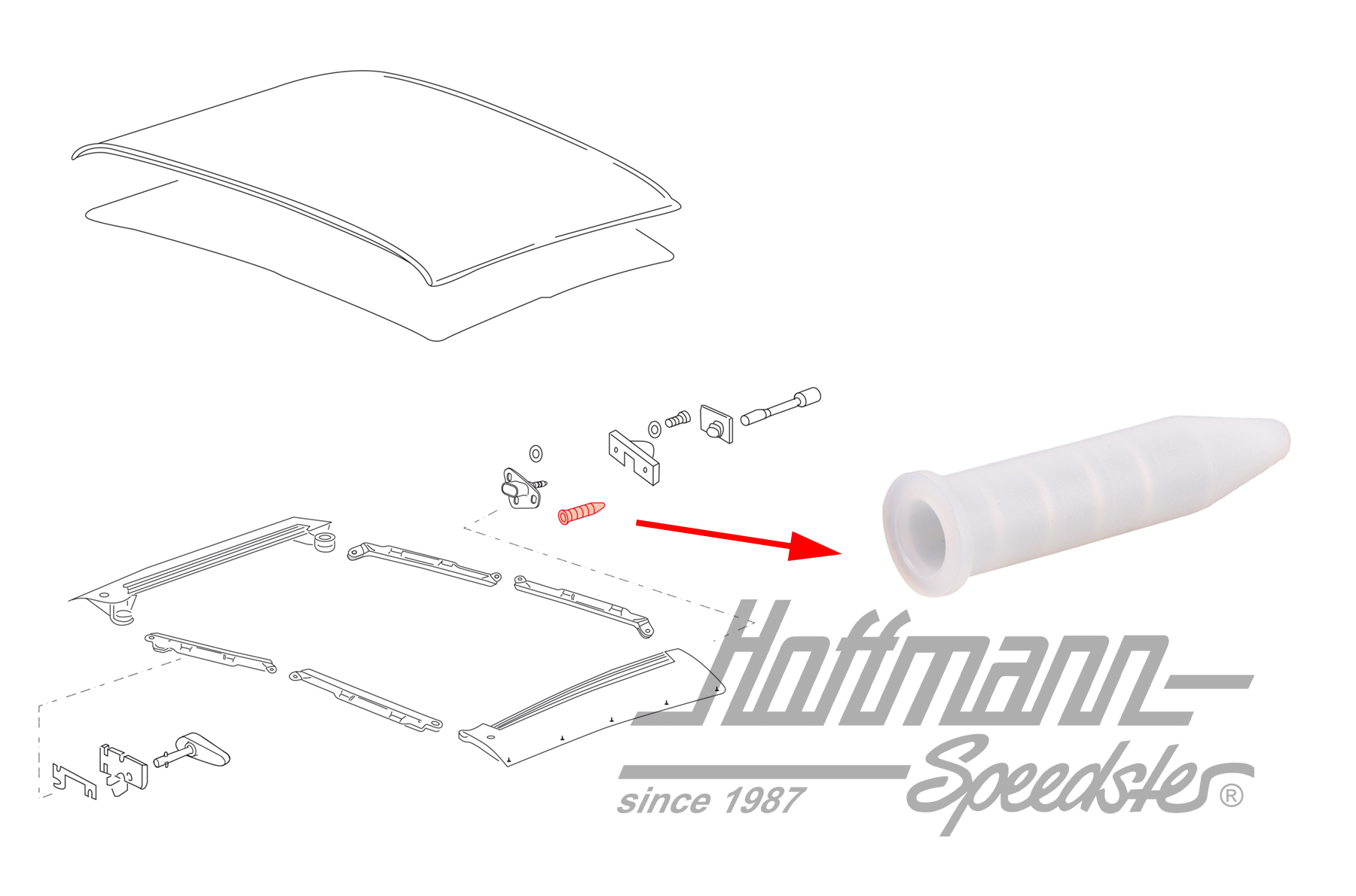 Cover, metalastic bearing, Targa roof, 911 | 911 565 217 40 | 515-0150-30