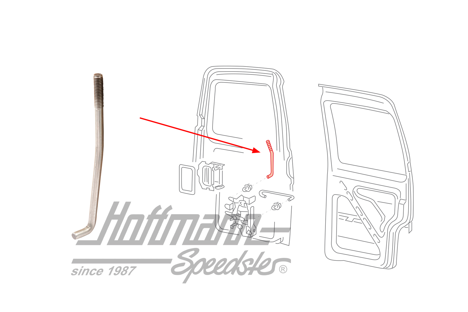 Pull rod, door lock pull, wing door | 701 827 521 | 408-1046-34