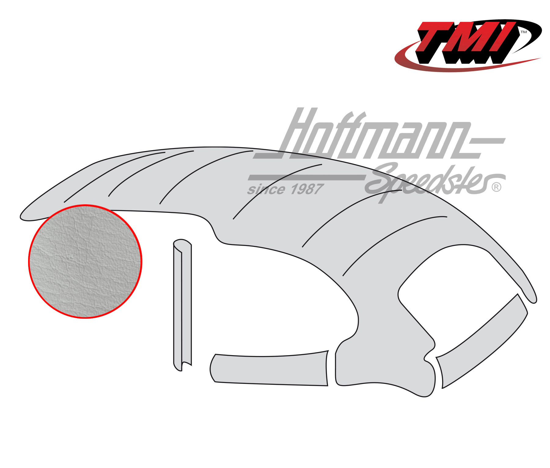 Headliner, universal, with sliding rag top, smooth, off-white, 8.46-7.63 | 20-1109-48 | 055-7170-40