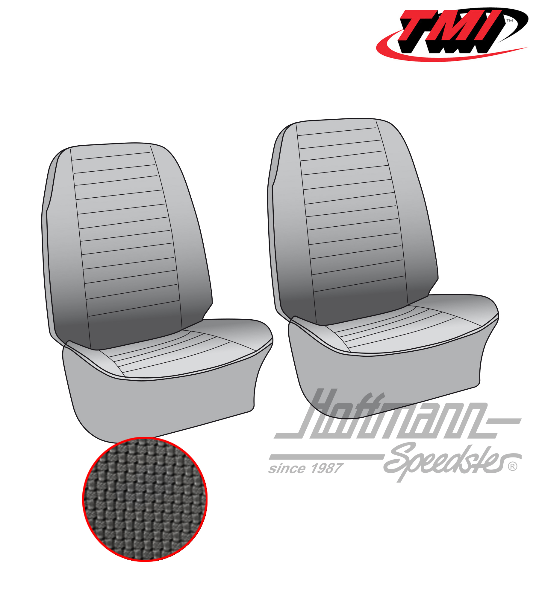 Seat upholstery, front seats, 76-79, black | 43-2116-01 | 098-0626-10