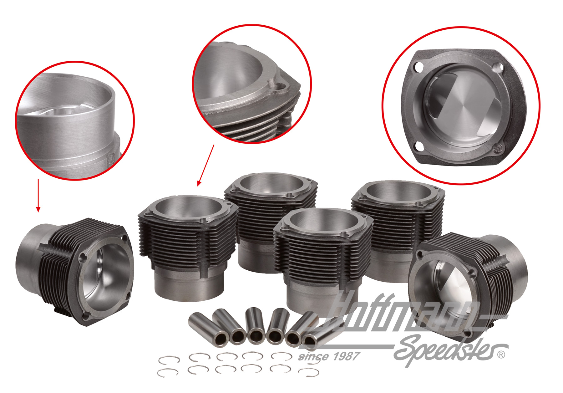 Piston + cylinder set, Porsche 911S, 2.7, 90mm, JE (H) | 008 911 90S JE | 530-0032